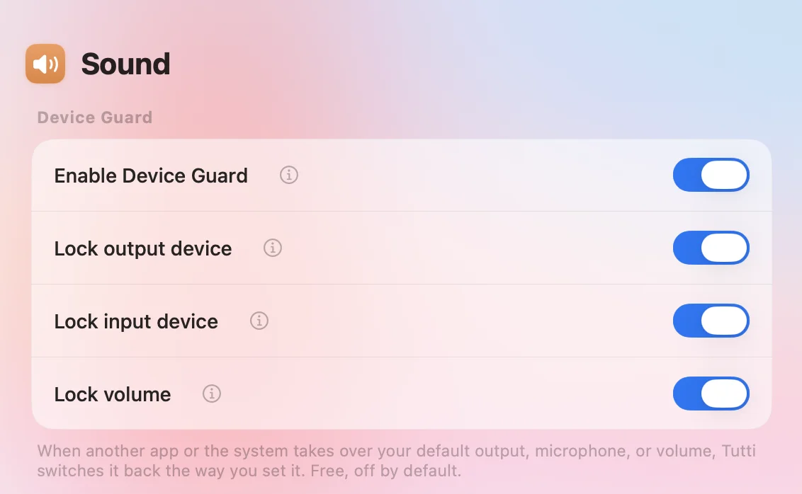 Input and volume locks on, with the brief on-screen notice
