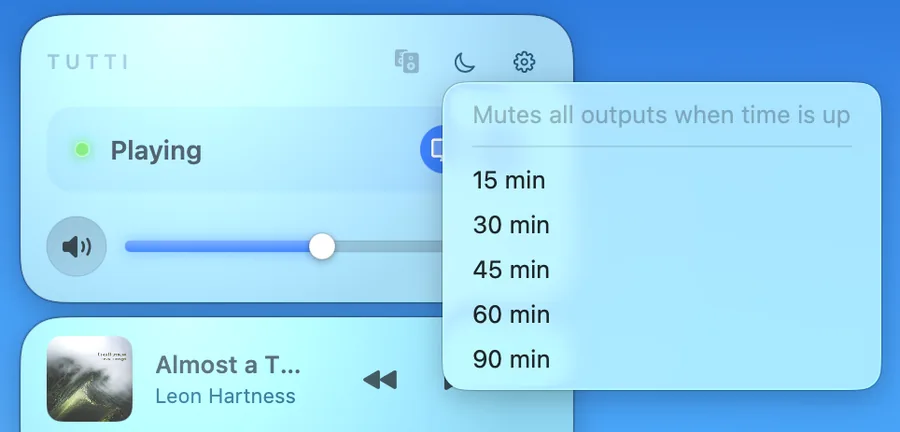 Sleep timer counting down in the panel
