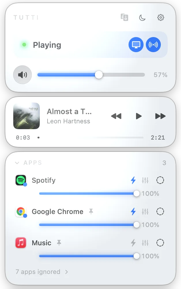Turbo toggle switched on for one app in the panel